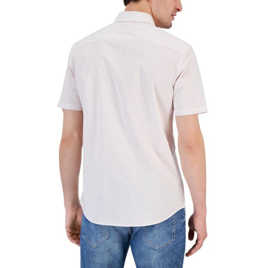 Men's Slim-Fit Stretch Arrow Geometric Print Short-Sleeve Button-Up Shirt