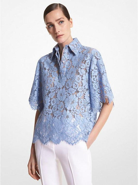 Cotton Blend Floral Lace Shirt