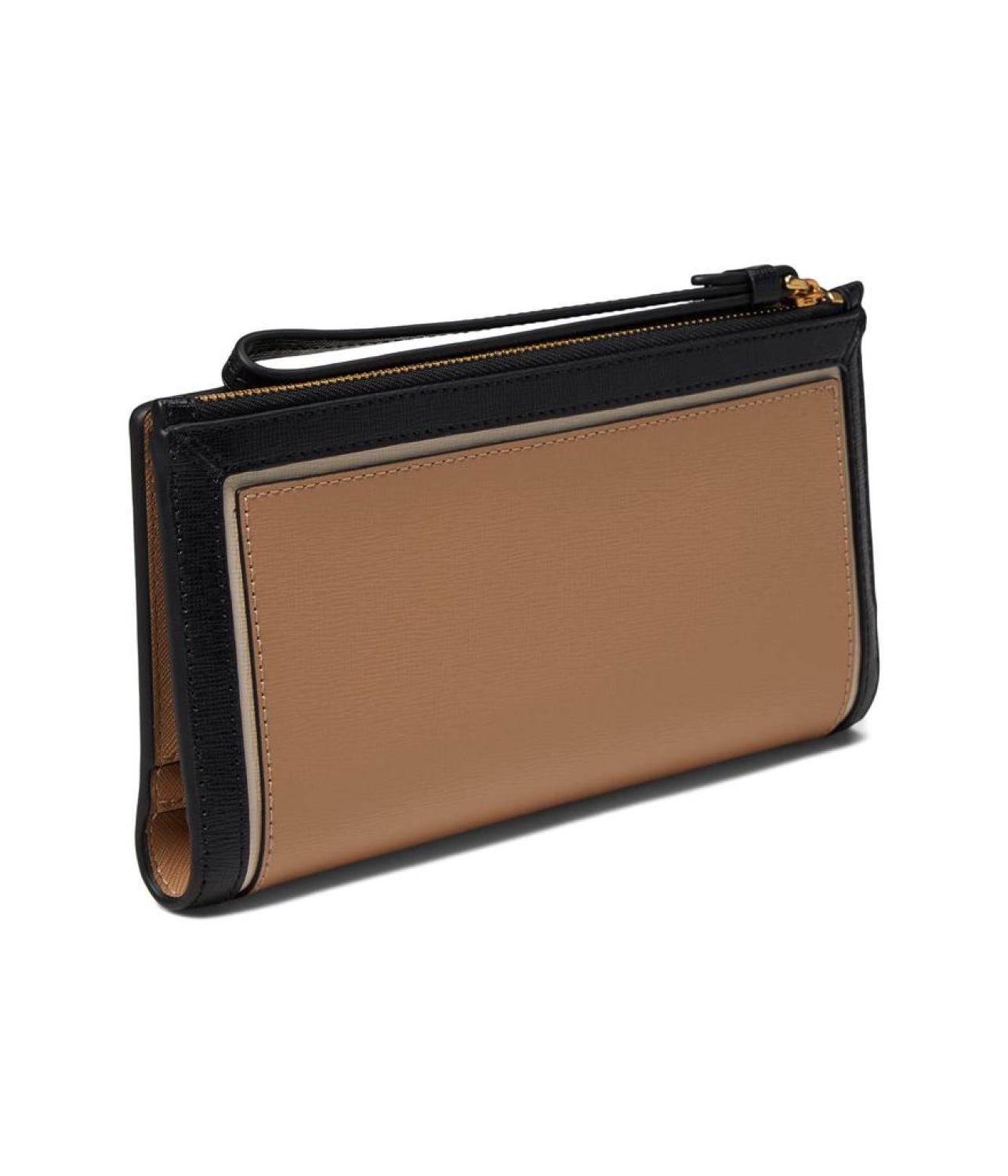Morgan Color-Blocked Saffiano Leather Continental Wristlet