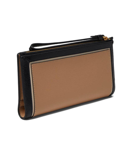 Morgan Color-Blocked Saffiano Leather Continental Wristlet