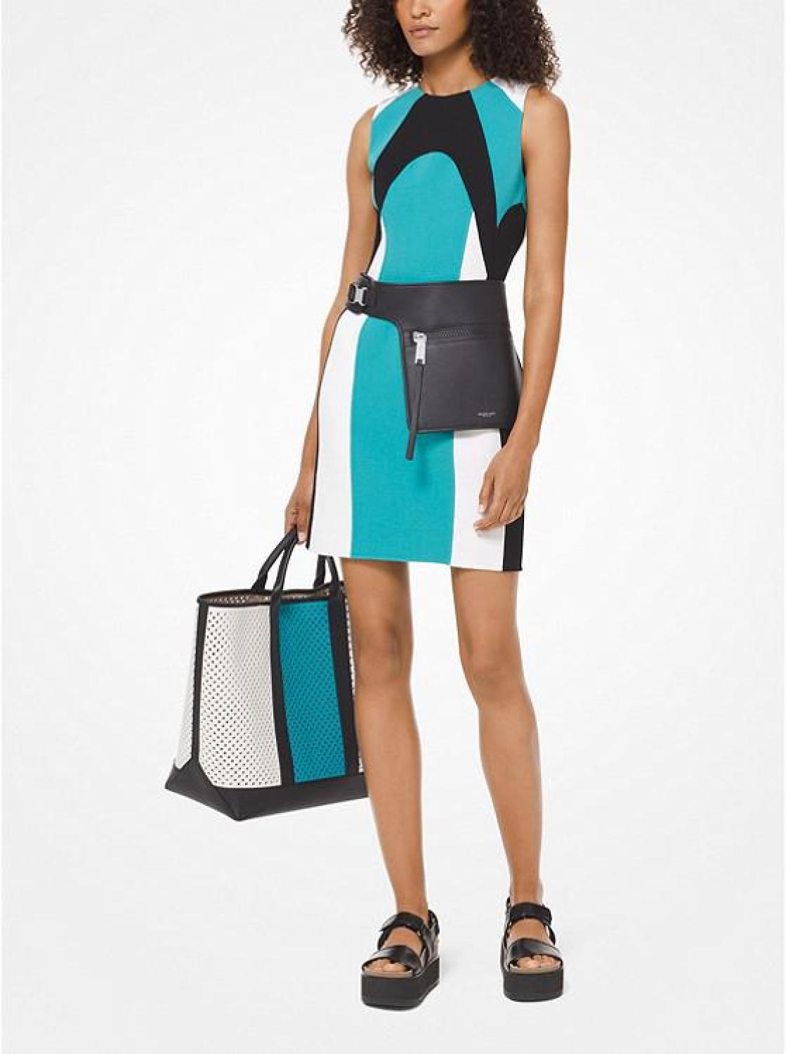 Color-Block Stretch-Bouclé Dress