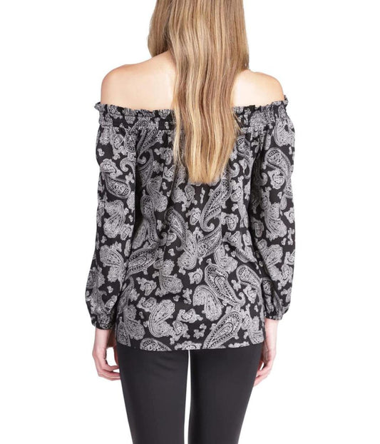 Paisley Print Off Shoulder Top