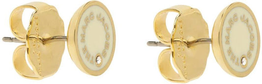 Gold & White 'The Medallion' Stud Earrings