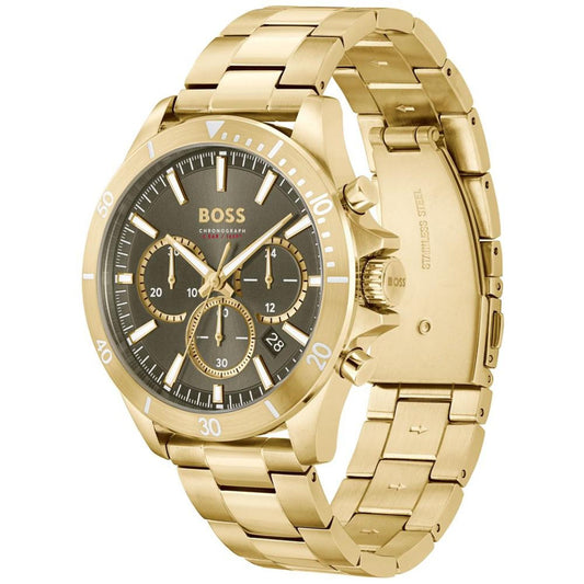 Men's Troper Quartz Fashion Chronograph Ionic Plated Gold-Tone Steel Watch 45mm