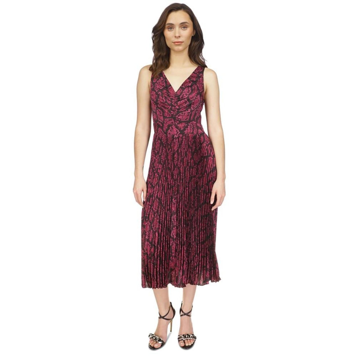Women's Anaconda Printed Pleated Midi Dress