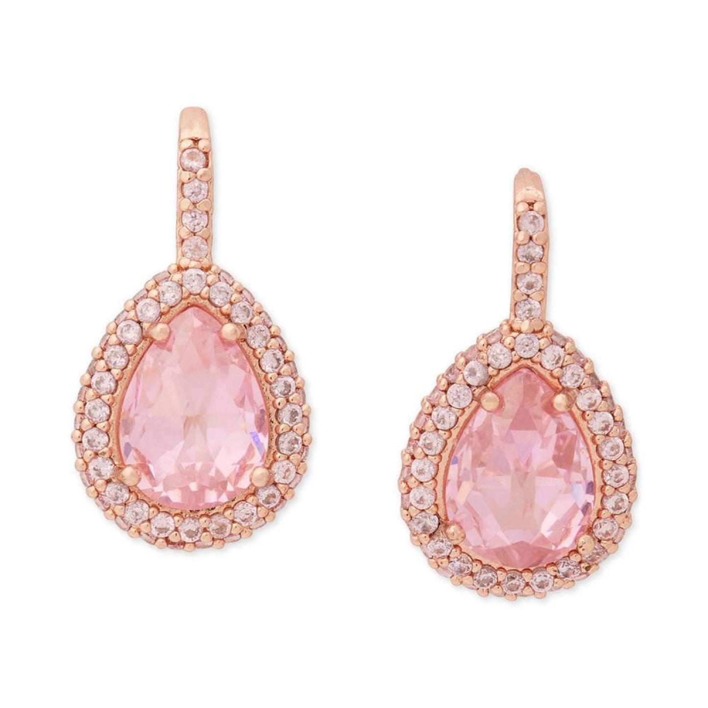 Pavé & Pear-Shape Stone Halo Drop Earrings