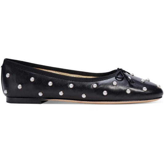 Honey Pearls Womens Embellished Bow Tie Ballet Flats