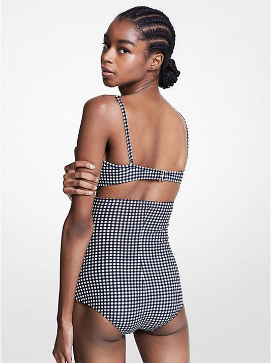 Gingham Stretch Nylon Bra and Brief Bikini Set