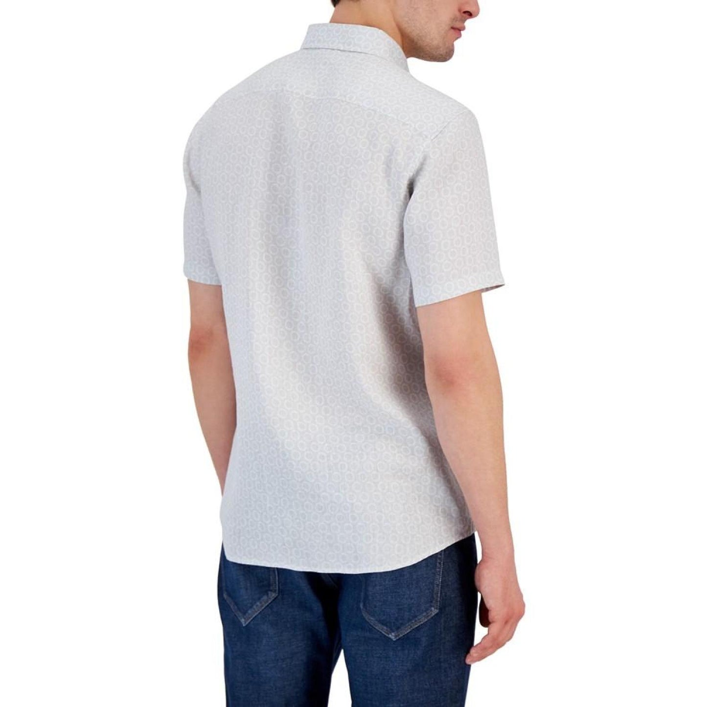 Men's Linen Printed Slim-Fit Button-Down Shirt