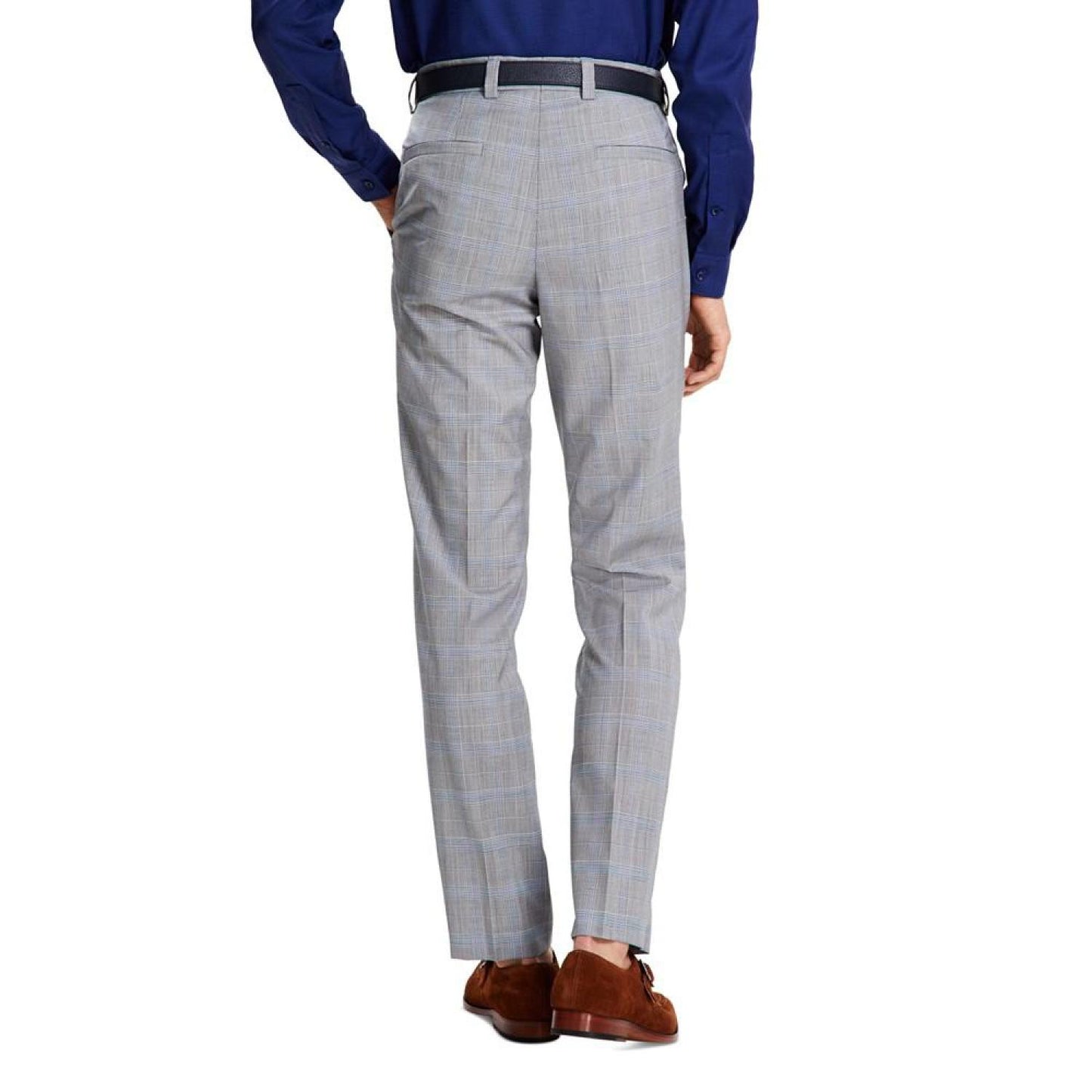 Men's Modern-Fit Plaid Wool Suit Trousers