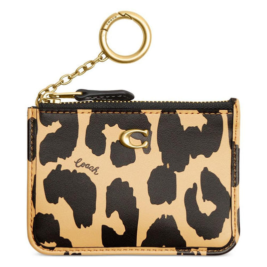 Skinny Leopard Printed Leather Mini ID Case
