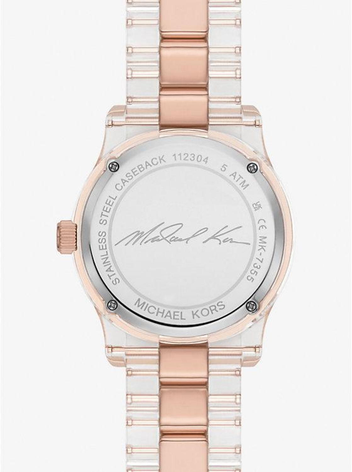 Runway Pavé Rose Gold-Tone and Acetate Watch