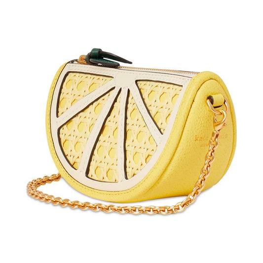 Lemon Drop Embellished Leather Chain Coin Purse
