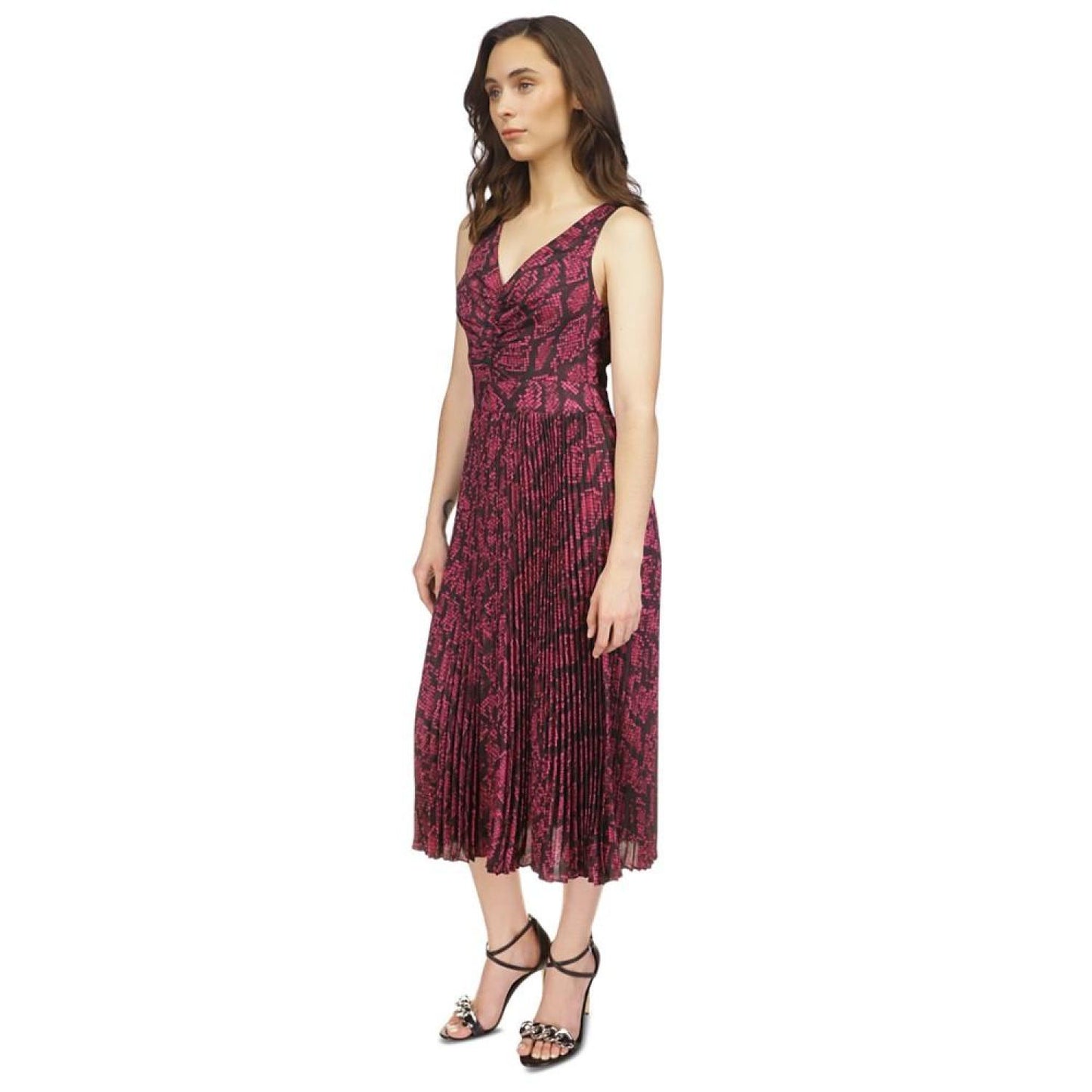 Women's Anaconda Printed Pleated Midi Dress