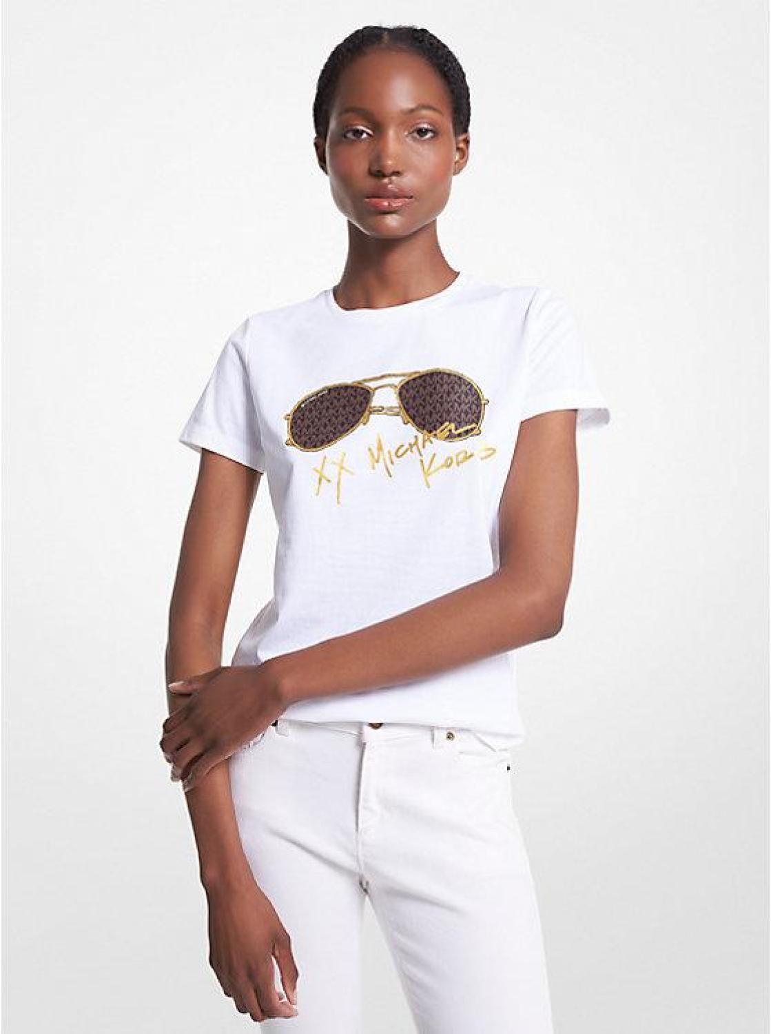 Logo Aviator Print Organic Cotton T-Shirt
