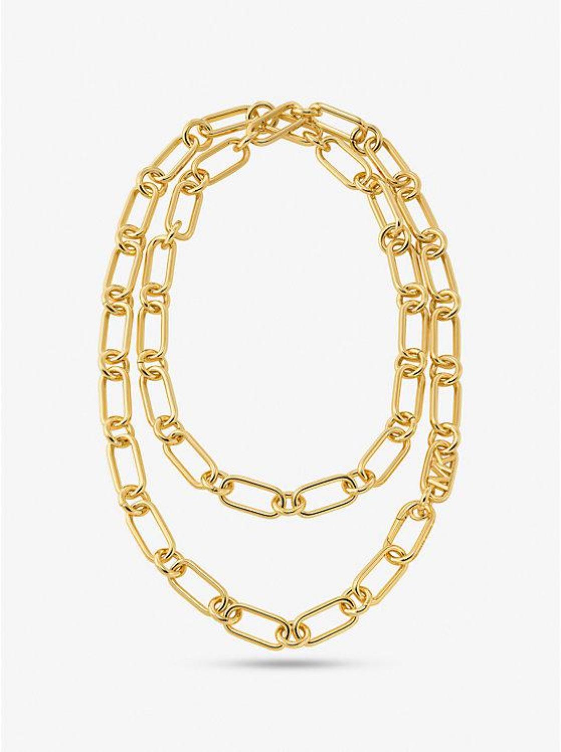 Empire Precious Metal-Plated Brass Double Chain-Link Necklace