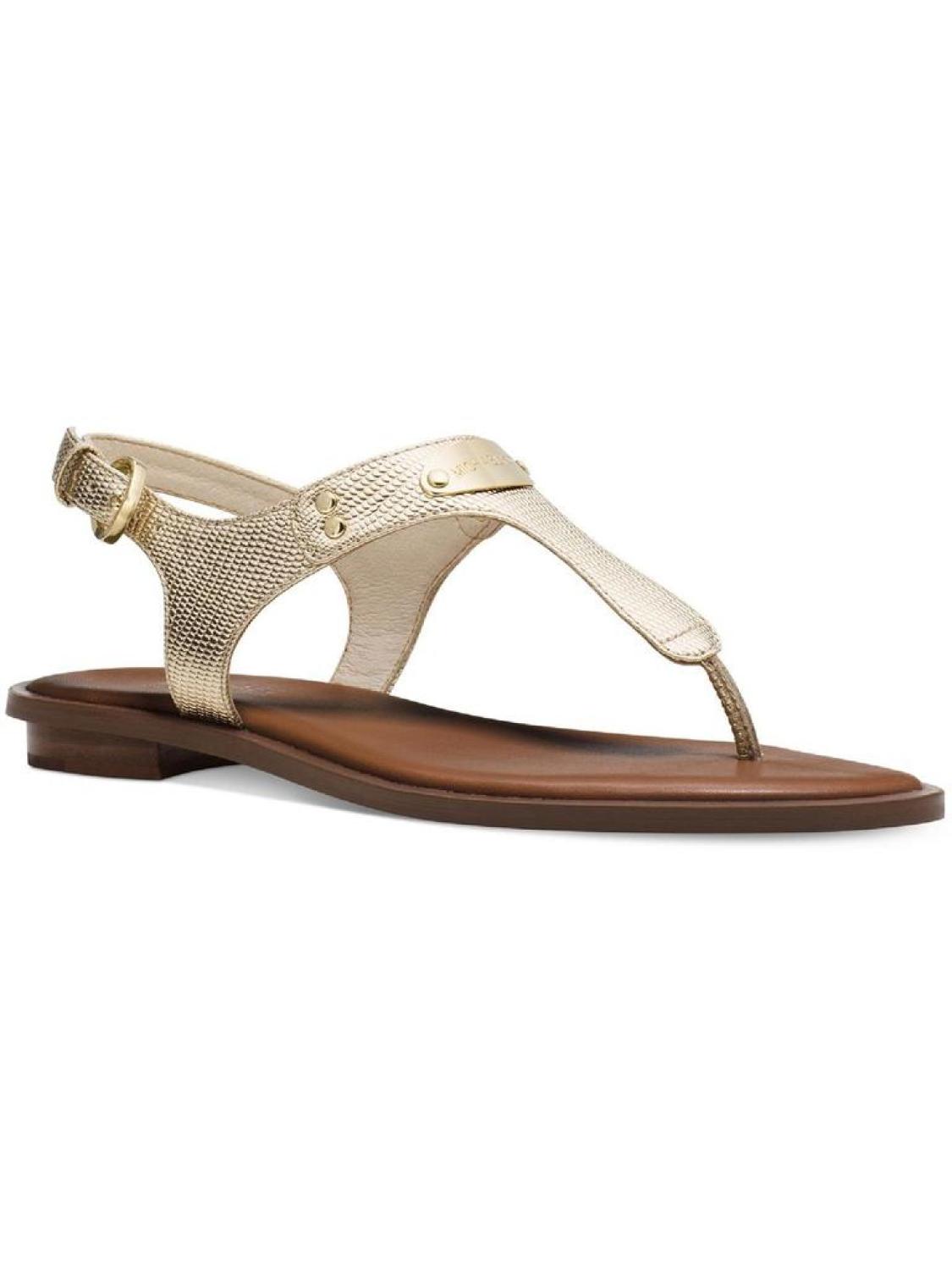 MK Plate Womens Cushioned Footbed Ankle Strap Thong Sandals