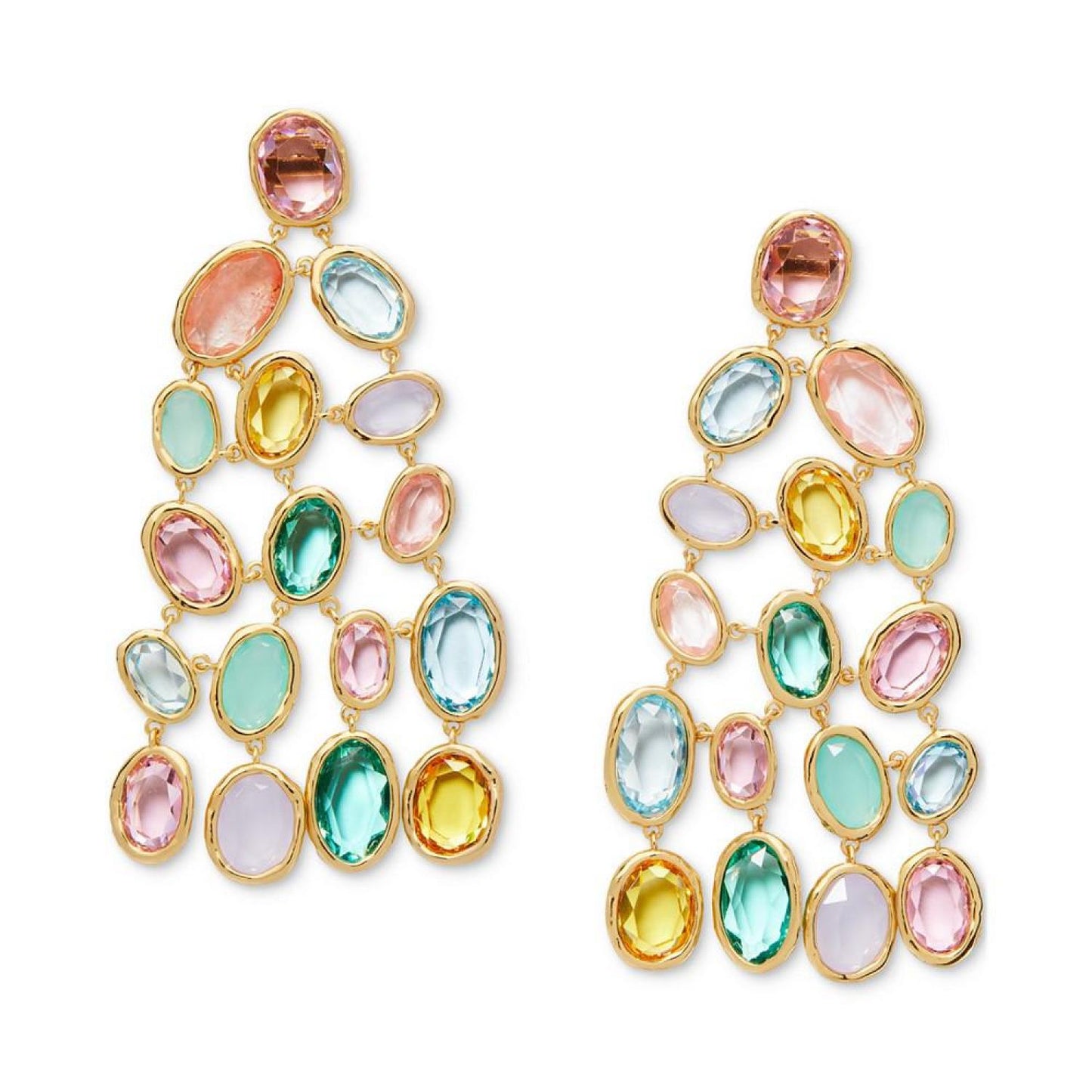Gold-Tone Multicolor Cubic Zirconia Chandelier Earrings