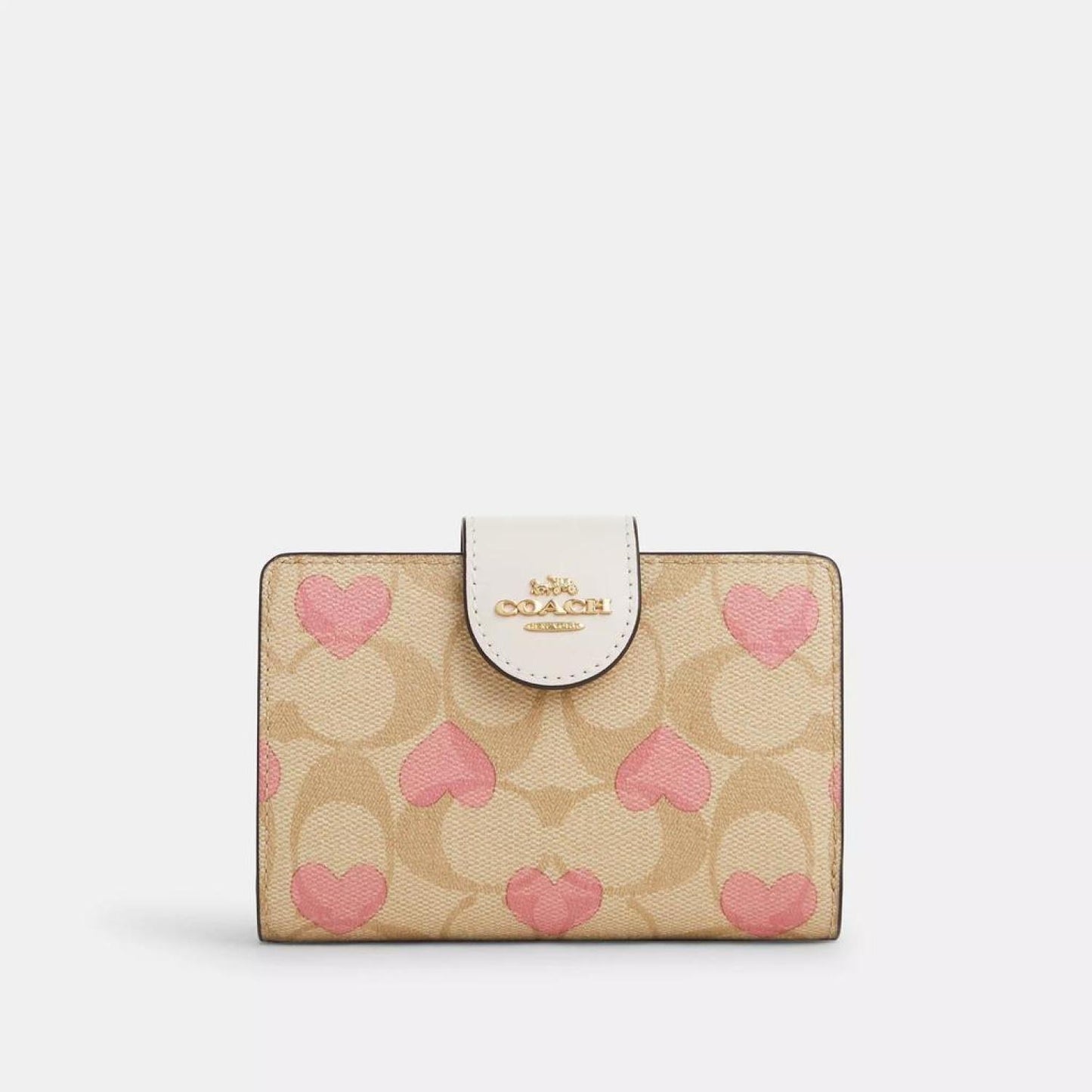 Coach Outlet Medium Corner Zip Wallet In Signature Canvas With Heart Print