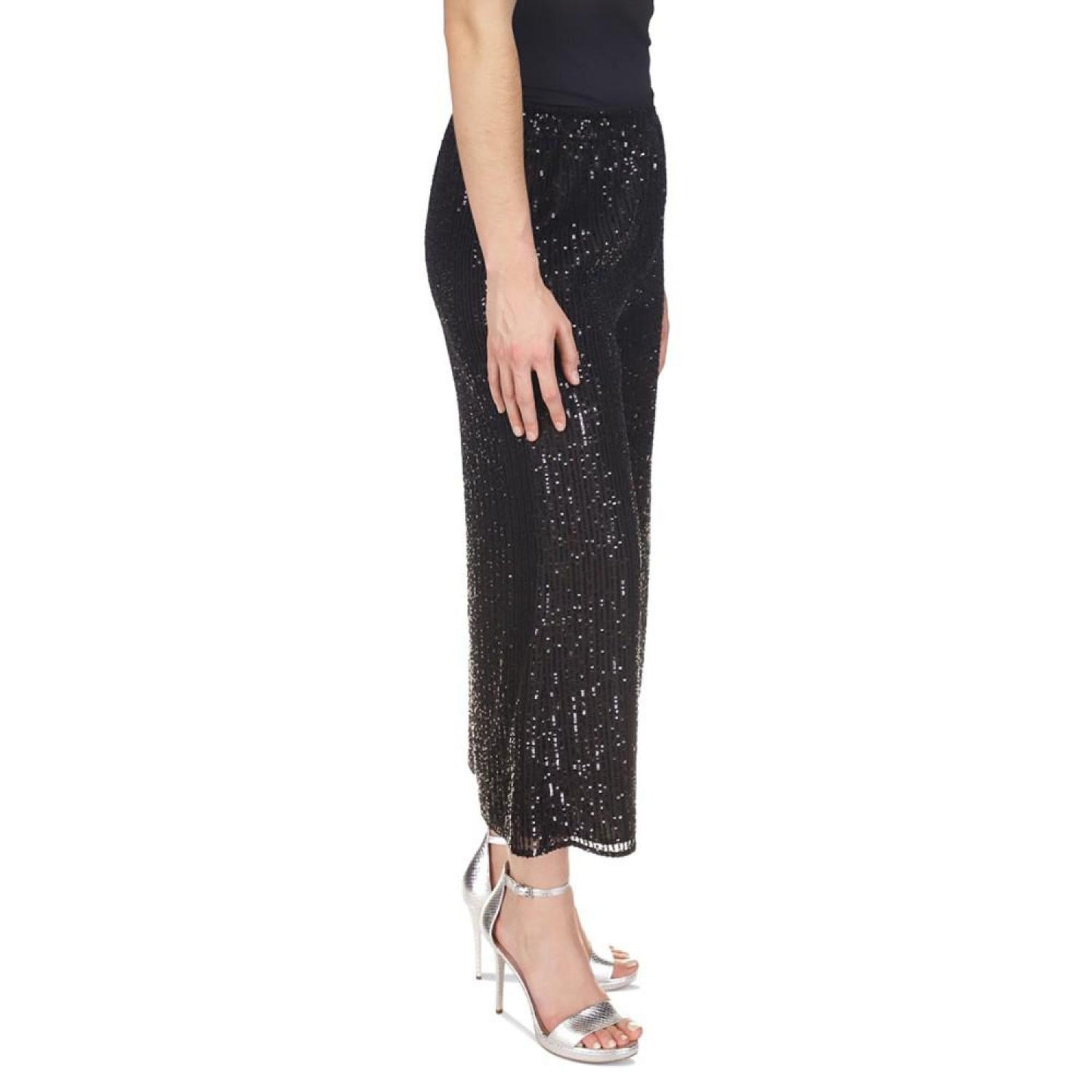 Women's Sequin Cropped Wide-Leg Pants, Regular & Petite