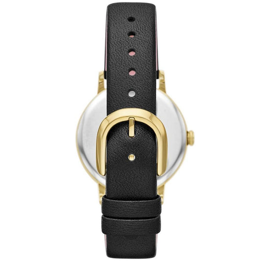 Women's Metro Three-Hand Black Leather Strap Watch, 34mm