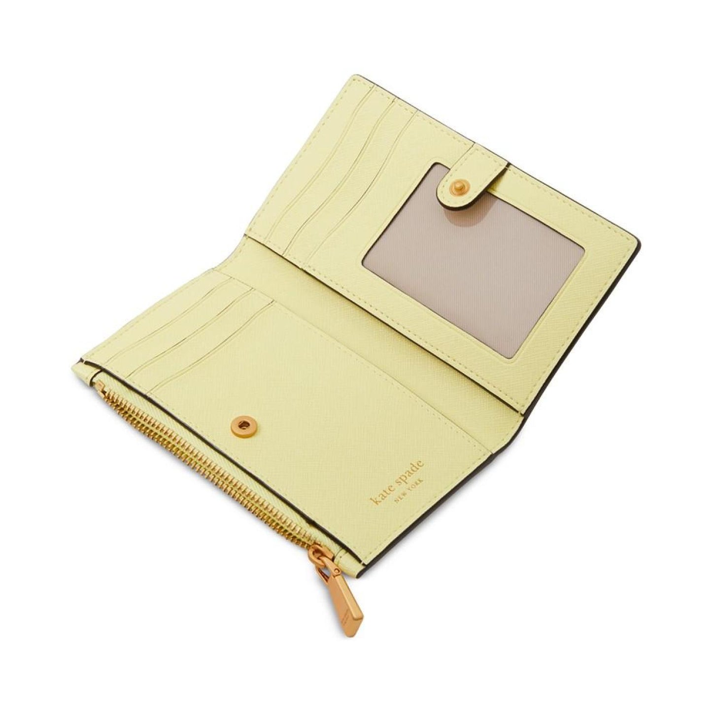 Morgan Bow Embellished Saffiano Leather Small Slim Bifold Wallet