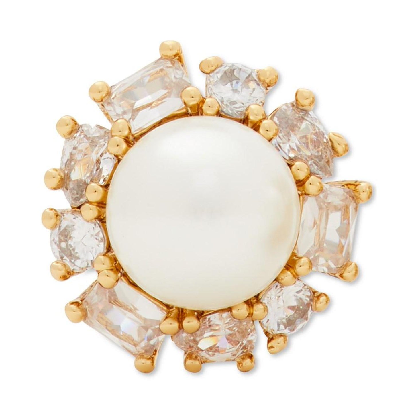 Gold-Tone Candy Shop Imitation Pearl Halo Stud Earrings