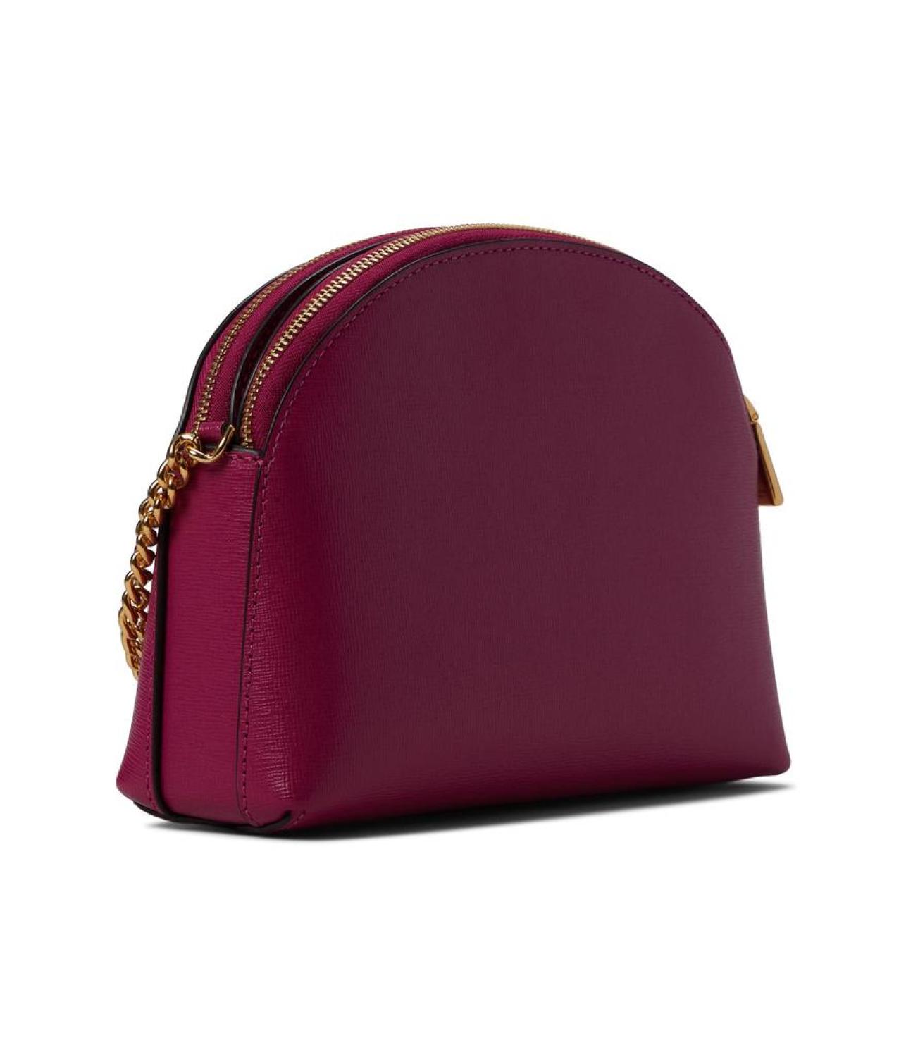 Morgan Saffiano Leather Double Zip Dome Crossbody