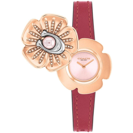 Women's Tea Rose Rouge Leather Strap Watch, 29mm