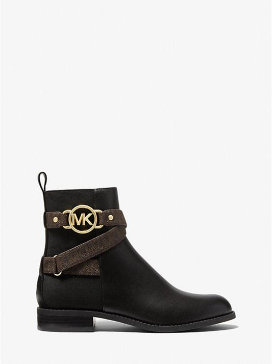 Rory Faux Leather and Stretch Knit Ankle Boot
