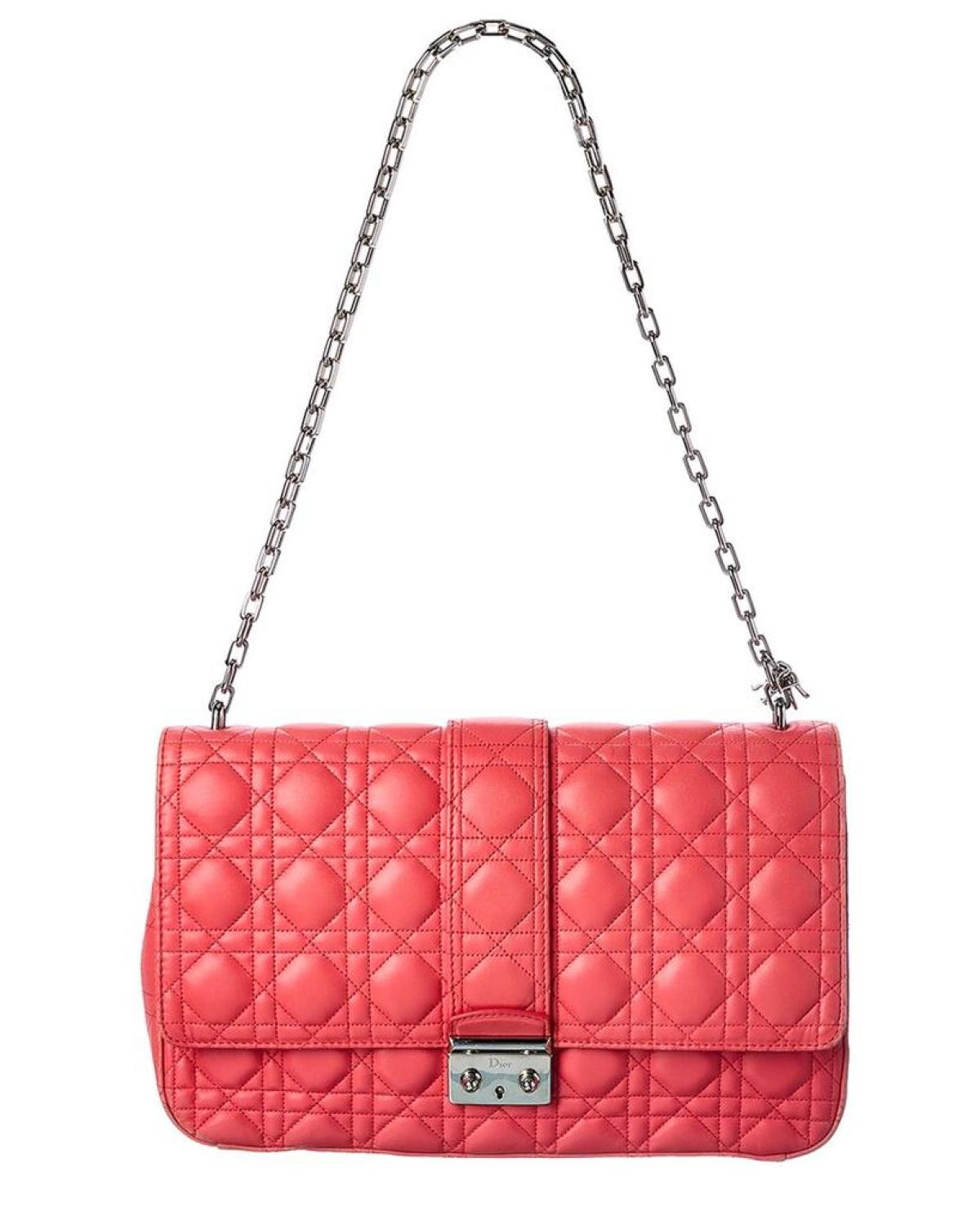 Dior Coral Leather Large Miss Dior Flap Bag (Authentic Pre-Owned)