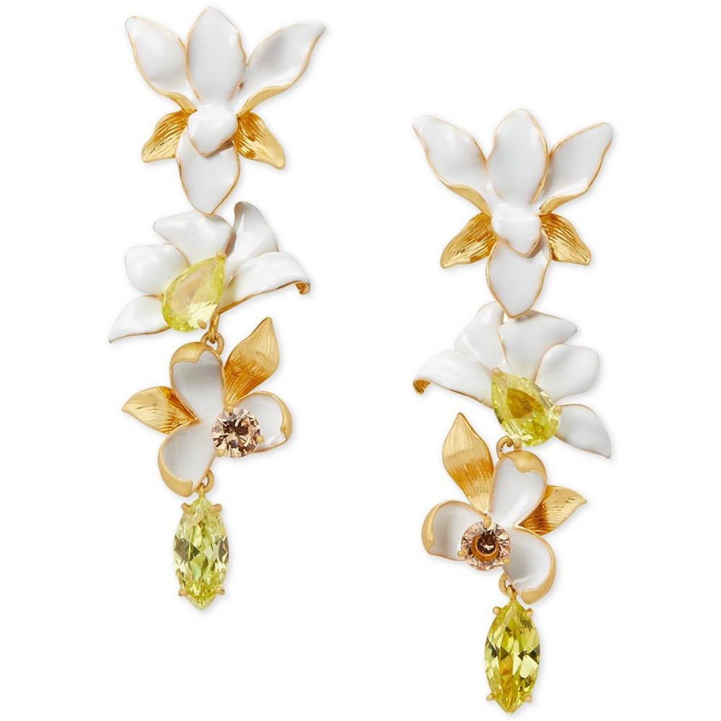Gold-Tone Stone, Cubic Zirconia & Enamel Statement Earrings