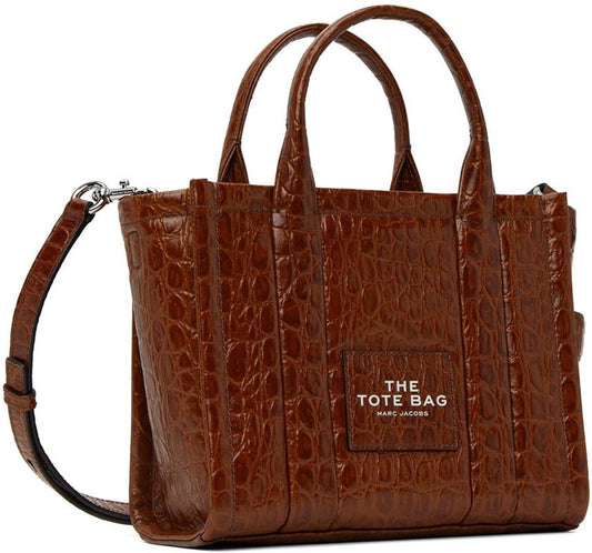 Brown 'The Croc-Embossed Small' Tote