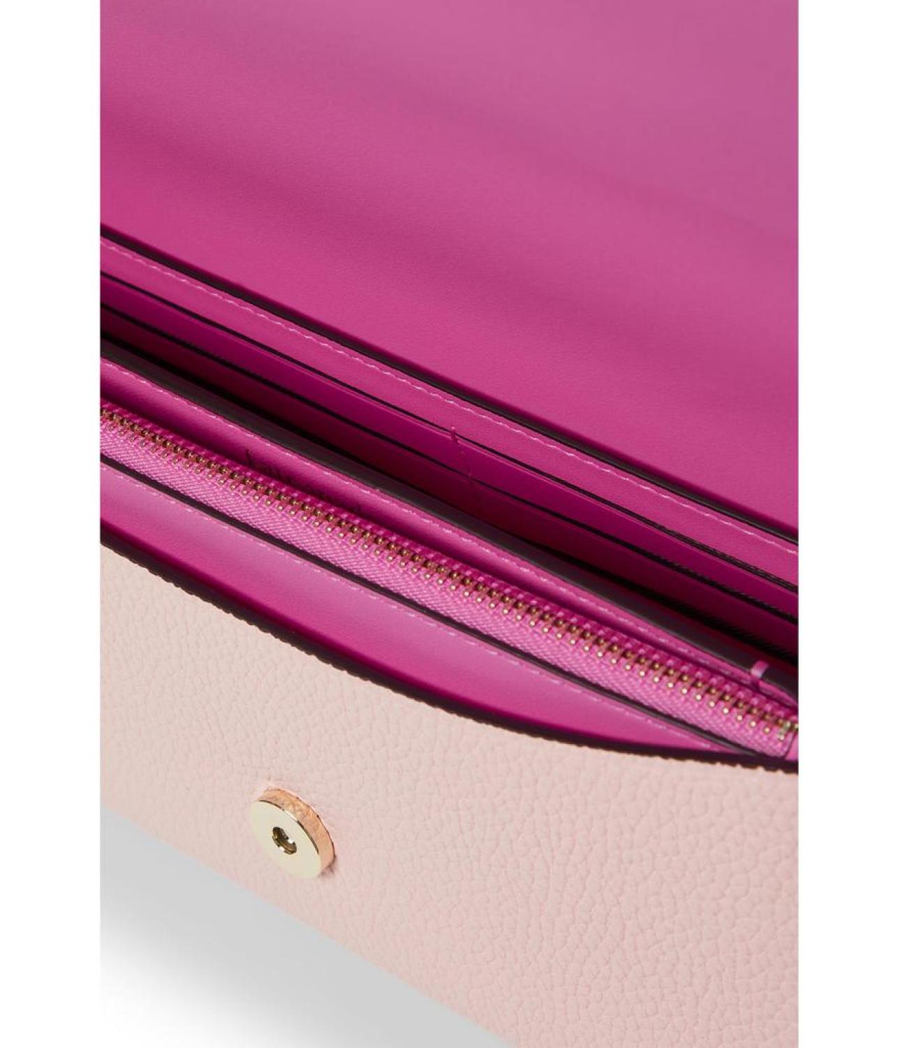 Ava Pebbled Leather Flap Chain Wallet