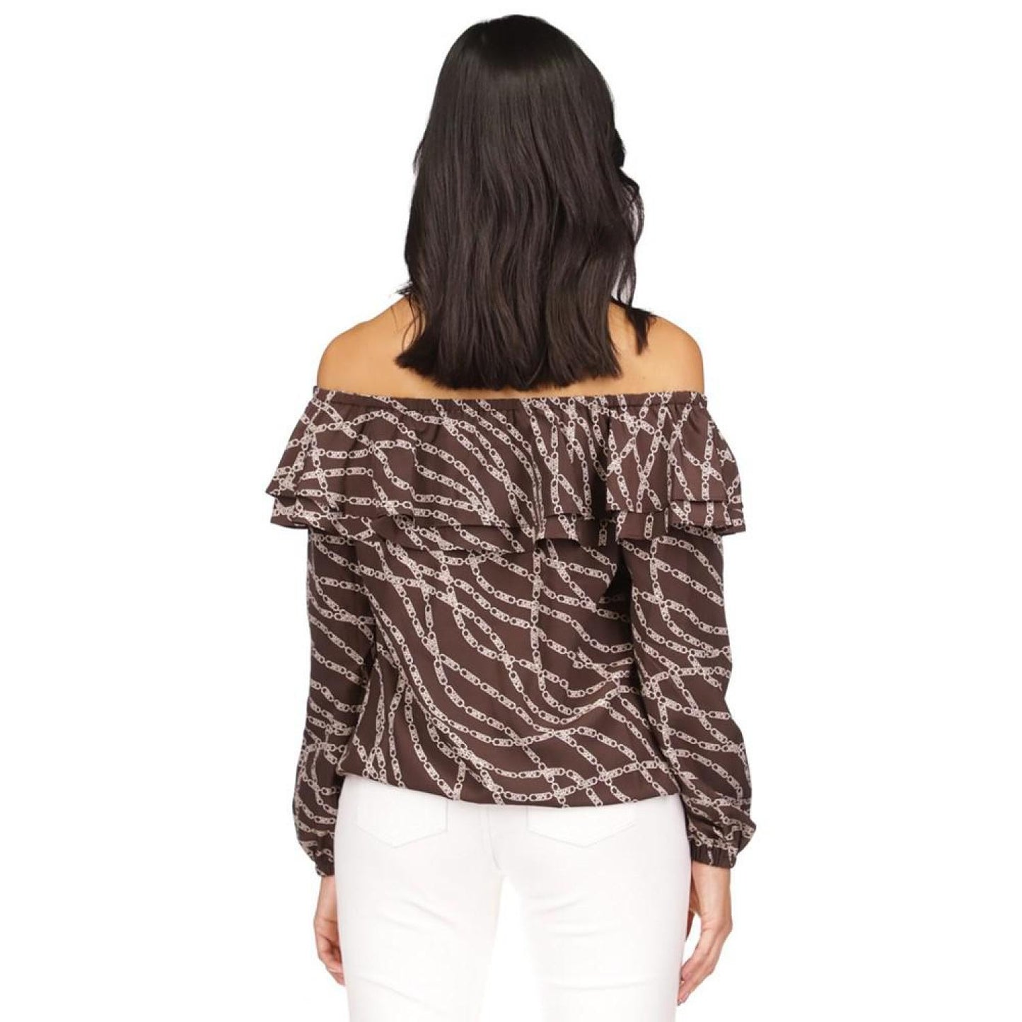 Women's Printed Stadium Ruffled-Overlay Off-The-Shoulder Top, Regular & Petite