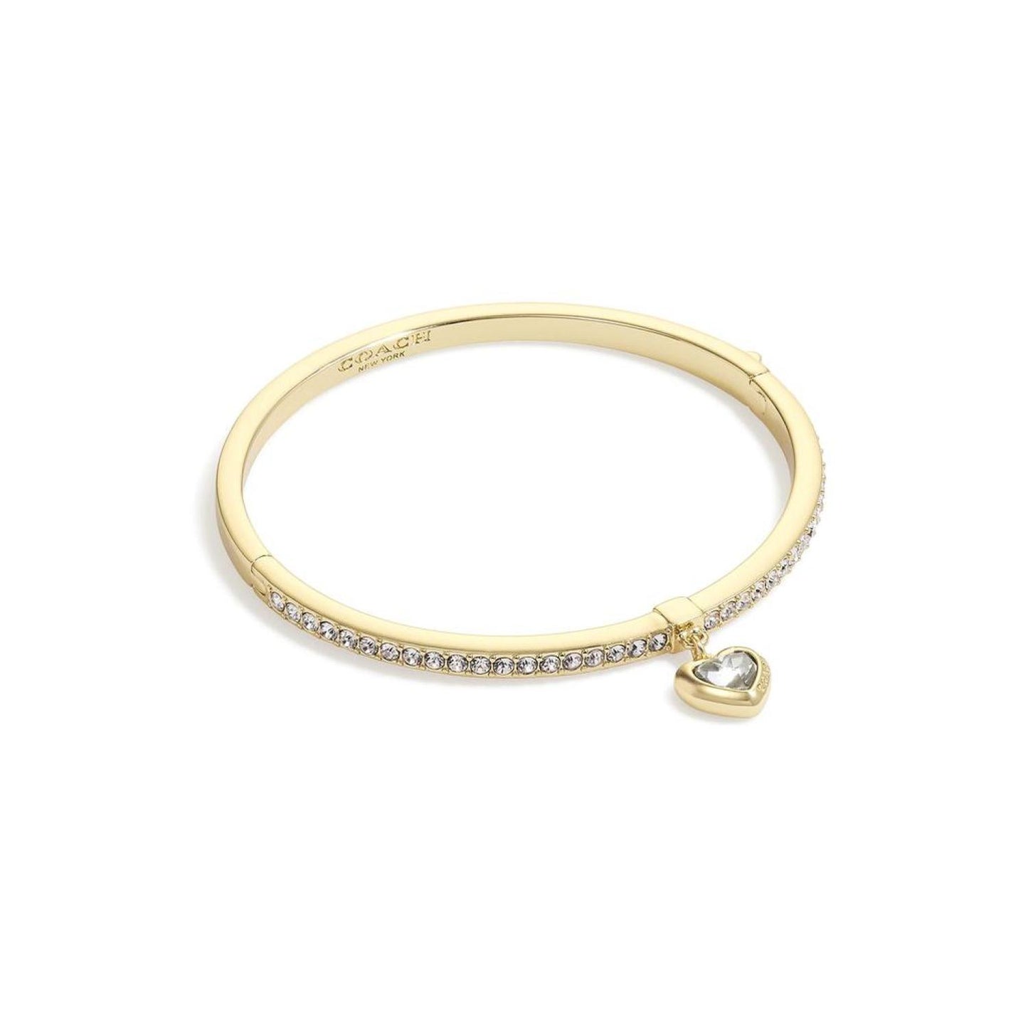 Stone Heart Hinge Bangle Bracelet