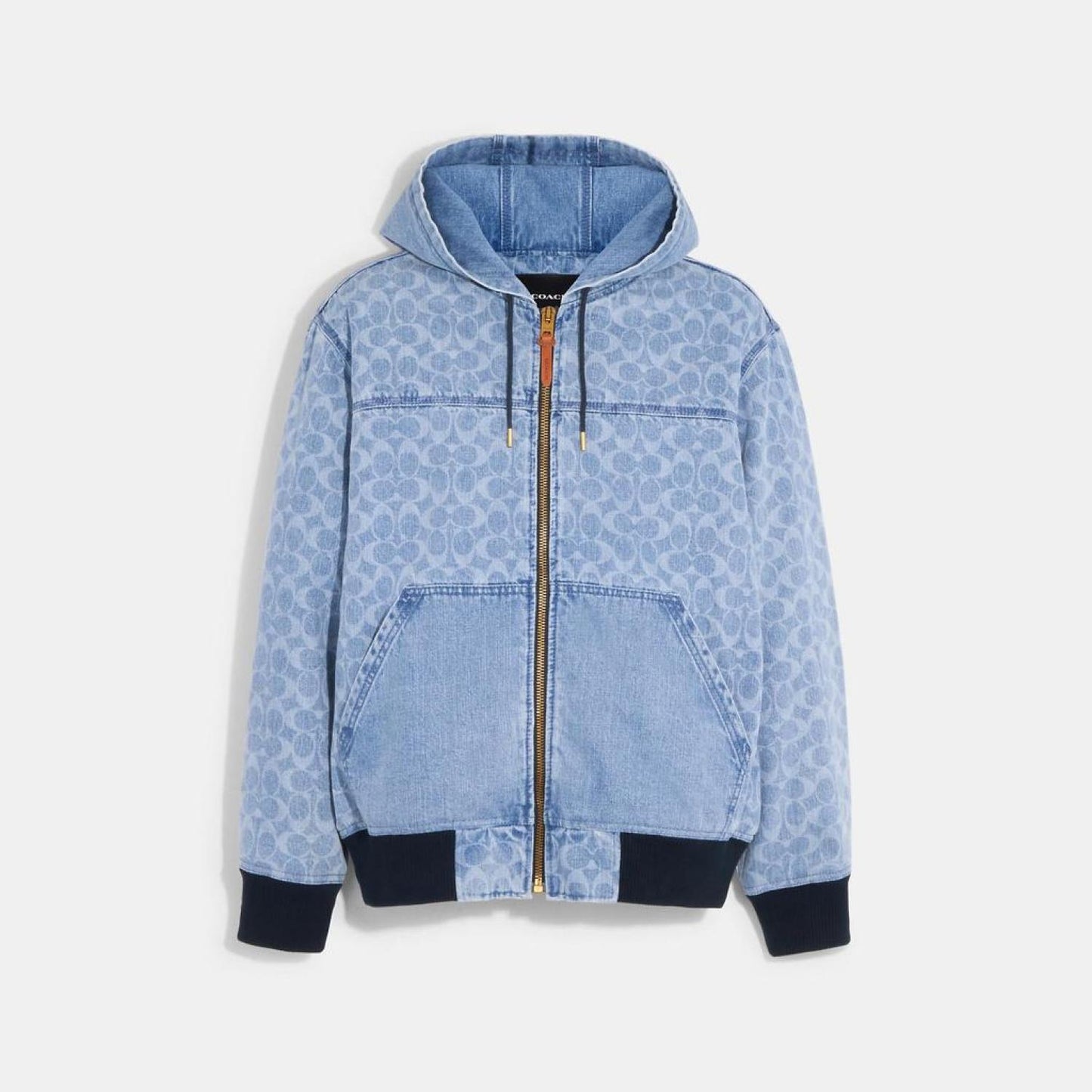 Coach Outlet Signature Denim Hooded Zip Up Jacket