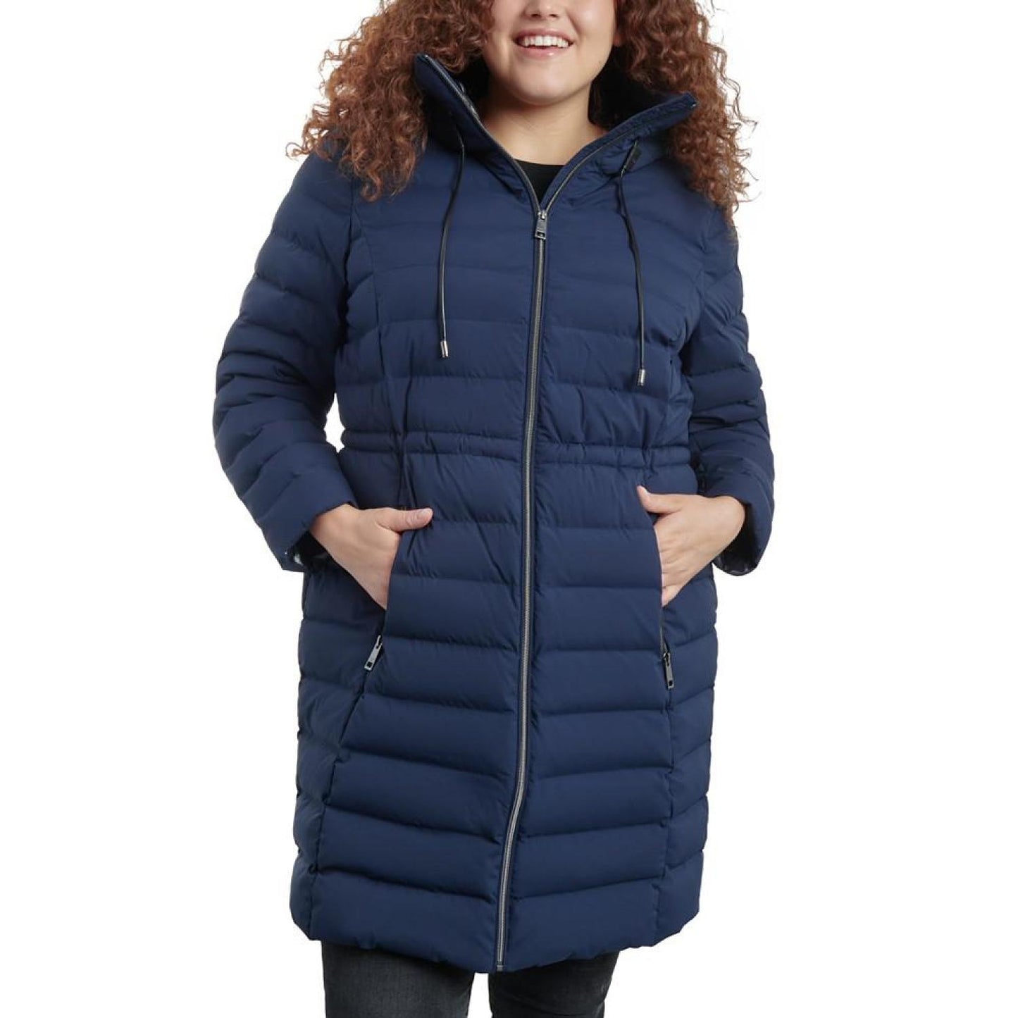 Women's Plus Size Hooded Faux-Leather-Trim Anorak Puffer Coat