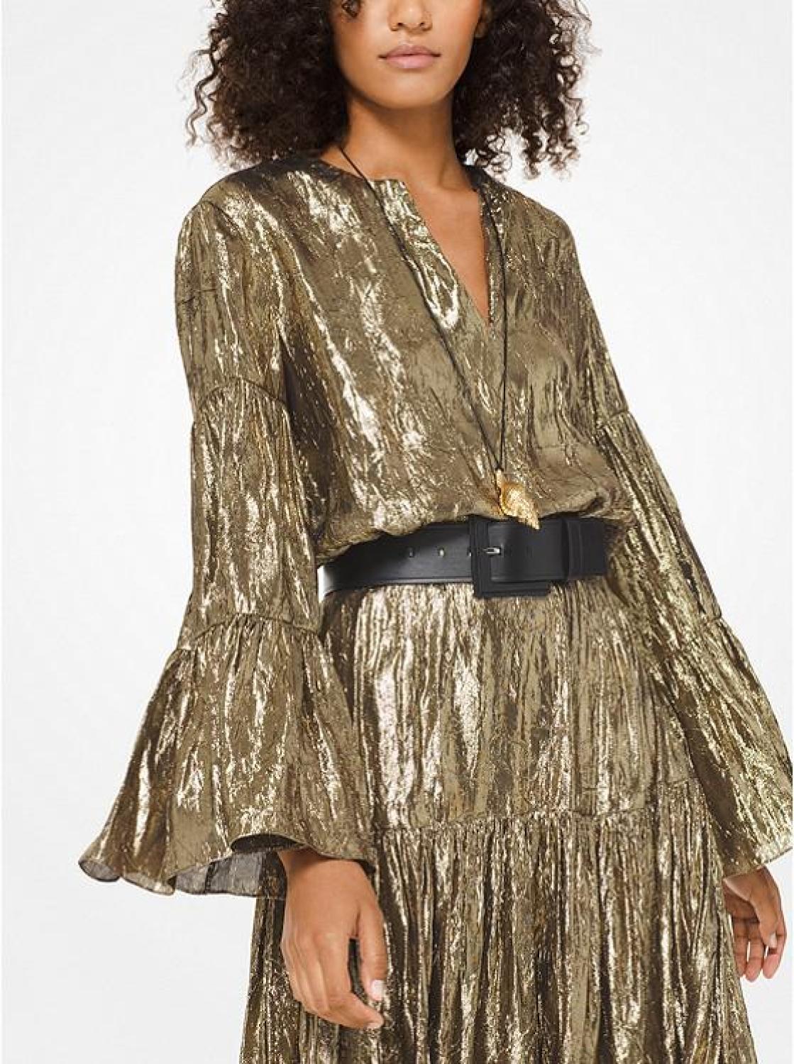 Crushed Silk Lamé Poet Blouse