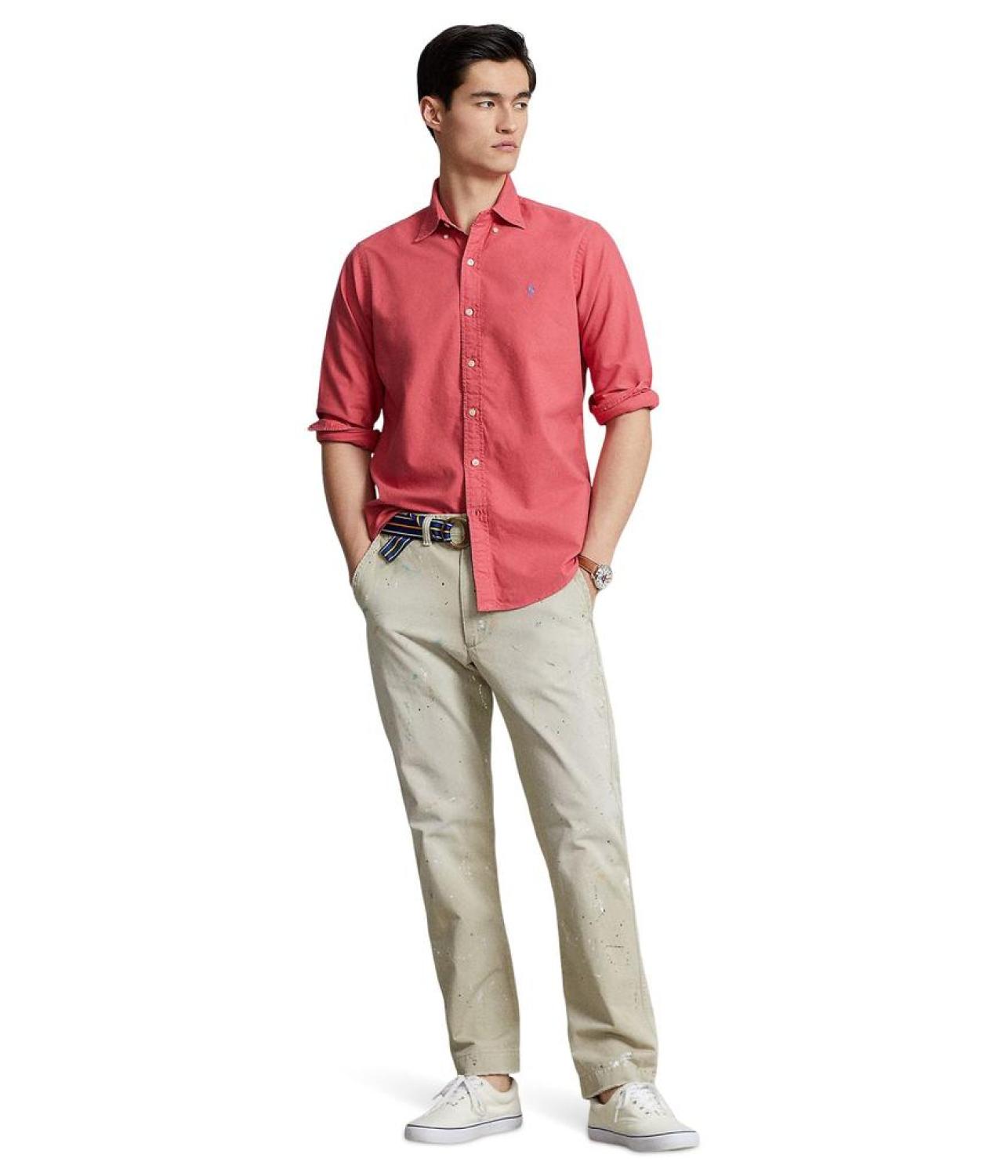 Classic Fit Long Sleeve Garment Dyed Oxford Shirt