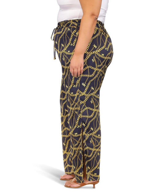 Plus Size Chain High Slit Pants