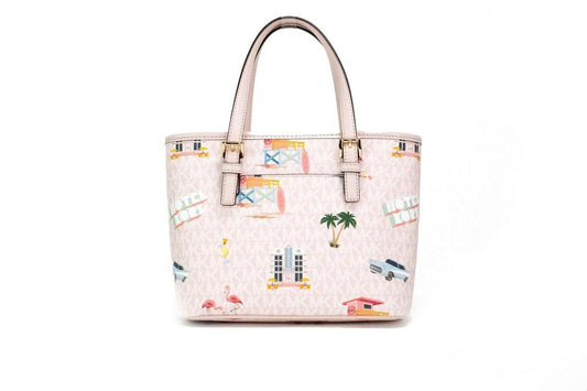 Michael Kors Jet Set Beach Powder Blush PVC XS Carryall Top Zip Tote Women's Handbag