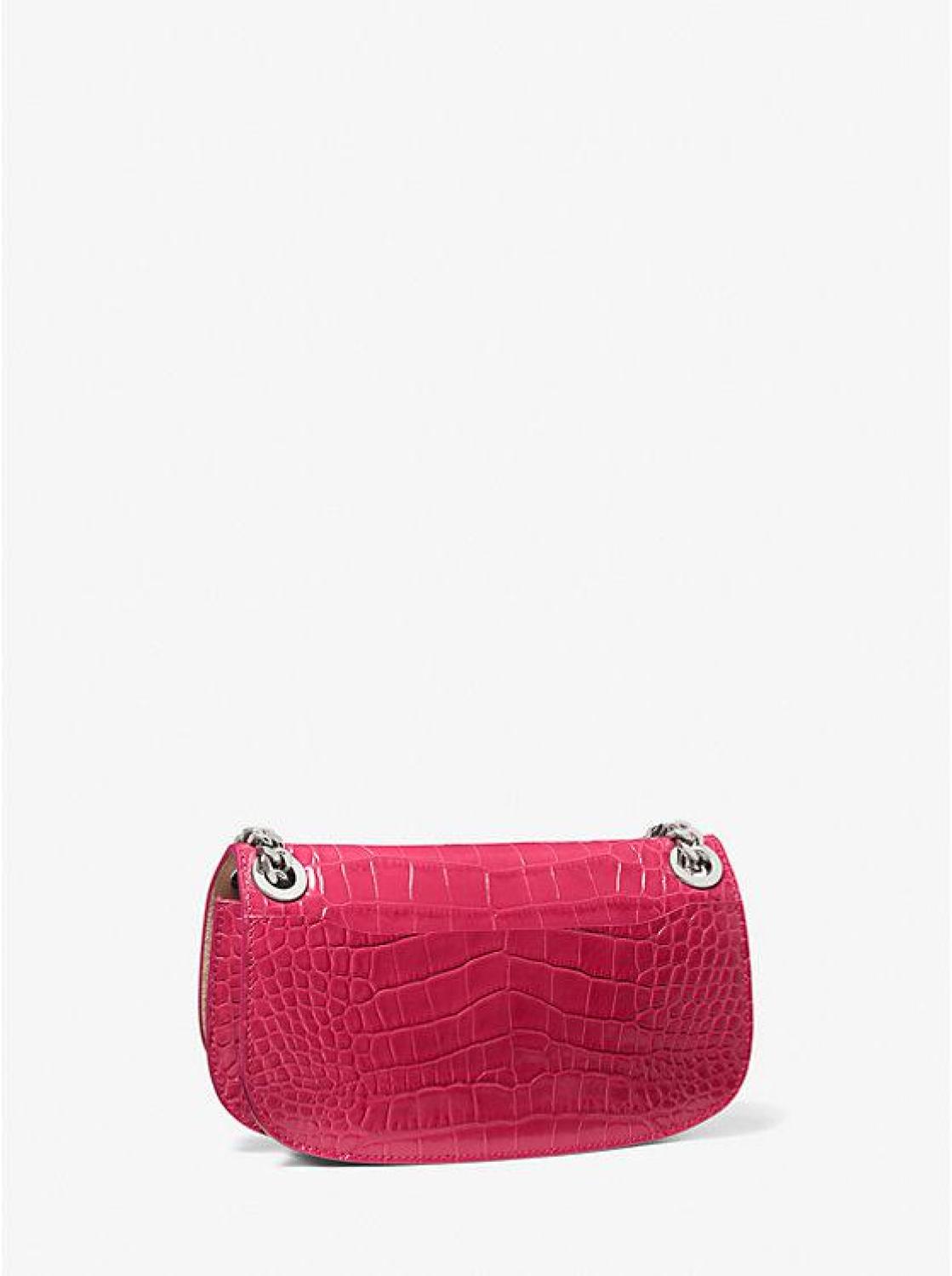 Christie Mini Crocodile Embossed Leather Envelope Bag