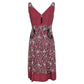 V-neck Printed Midi Dress in Red Rayon
