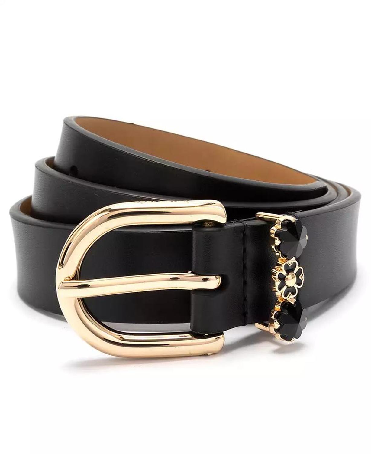 Women's Faceted Flower Buckle Belt