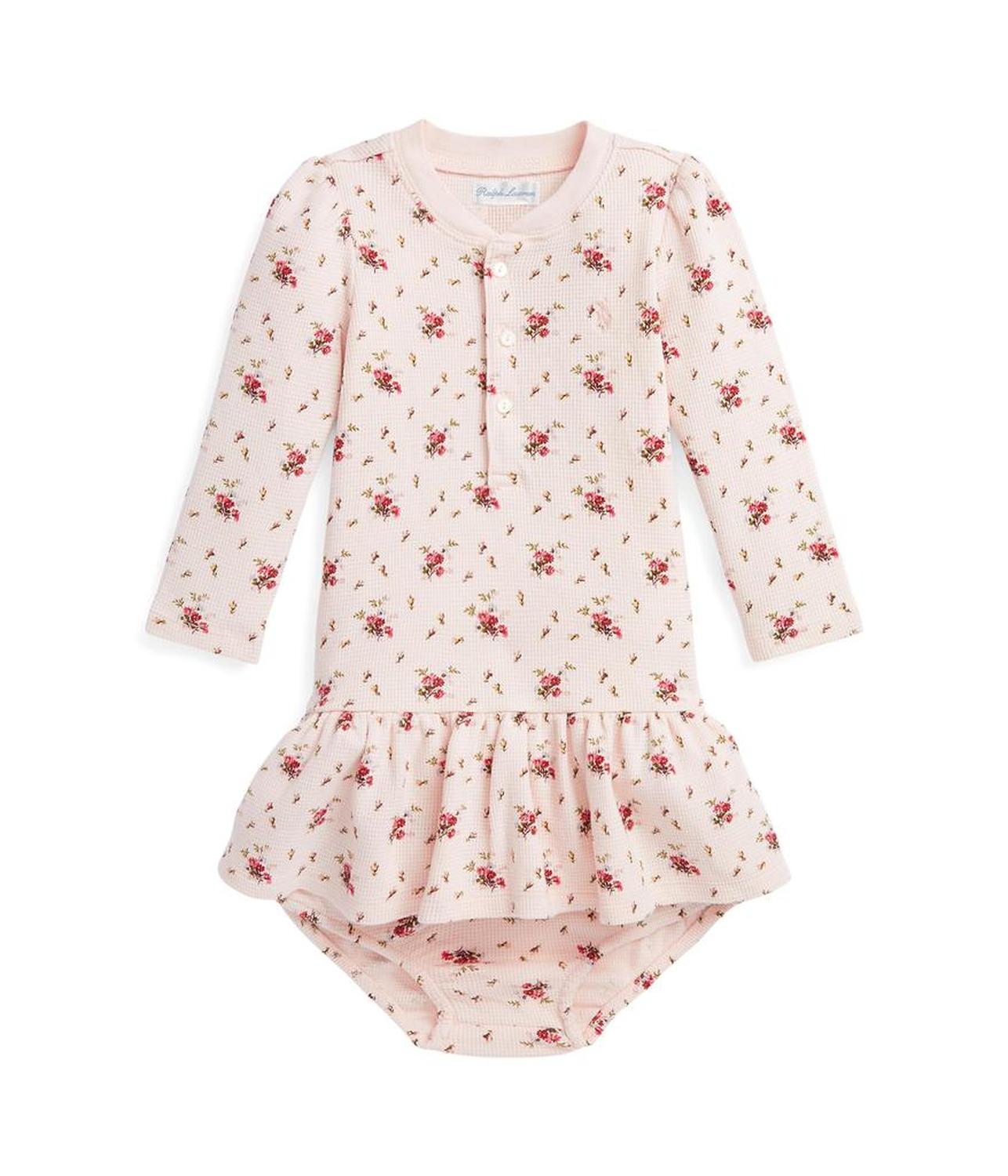 Floral Waffle Henley Dress & Bloomer (Infant)