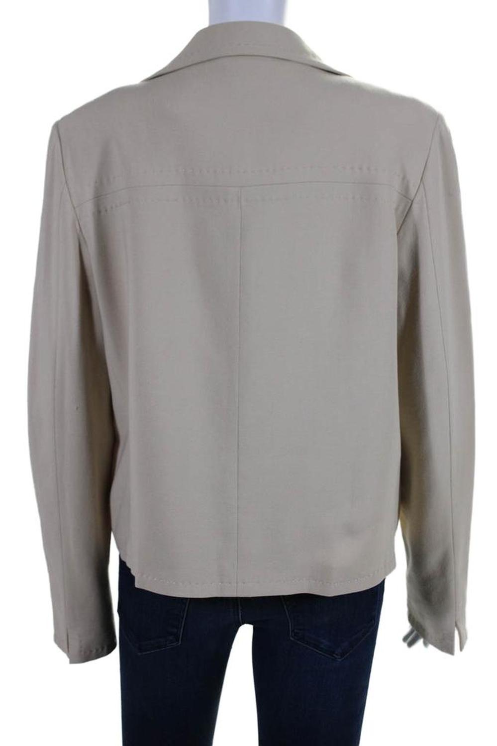 Womens Collared Double Breast Buttoned Long Sleeve Jacket Beige