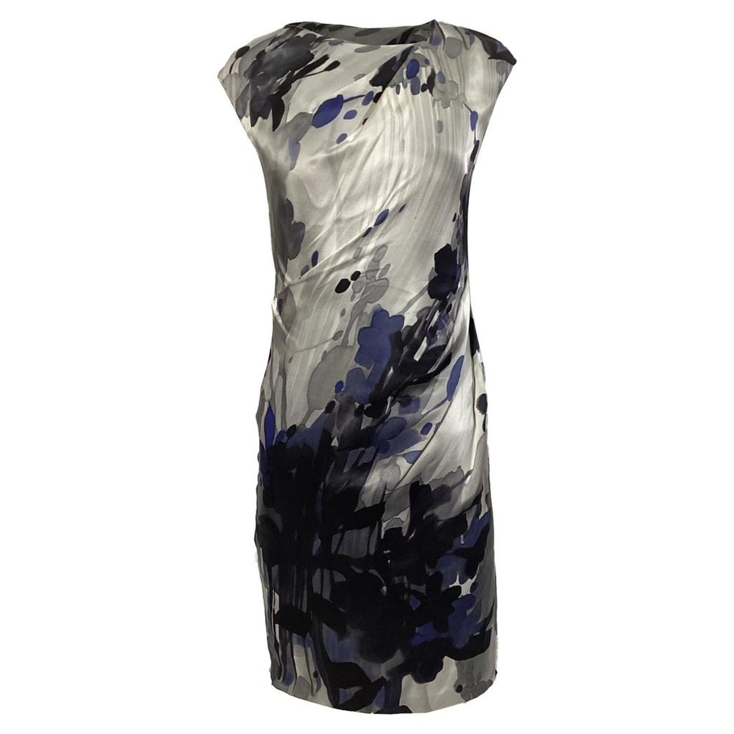 Printed Dress in Blue Silk