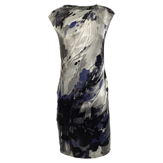 Printed Dress in Blue Silk