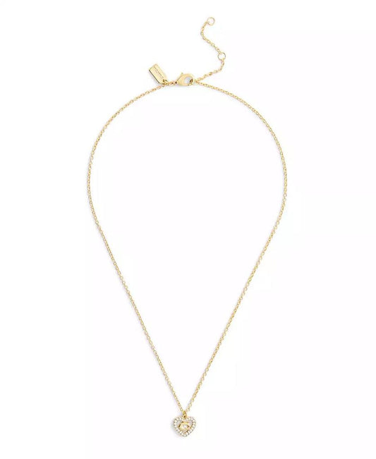 Faux Stone Signature C Pavé Heart Pendant Necklace
